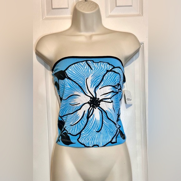 Free People Tops - Free People X The Bureau Tube Top, Strapless, Blue Floral, Size Small